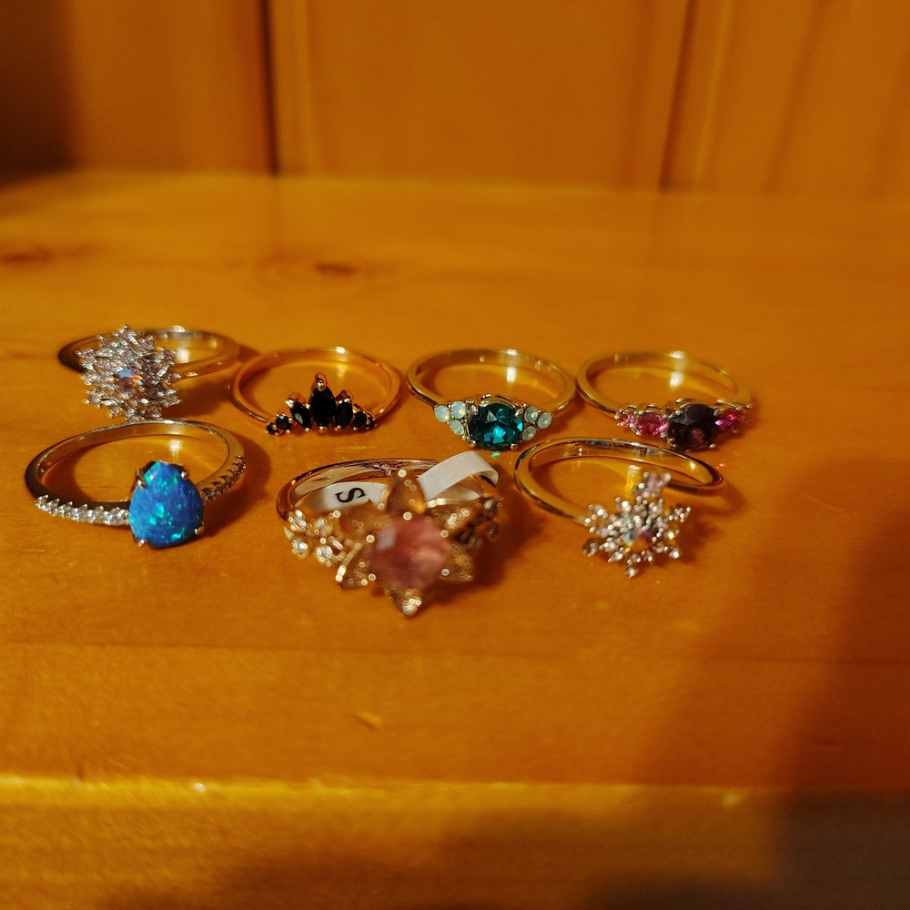 Elegant Gold and Gemstone Ring Set